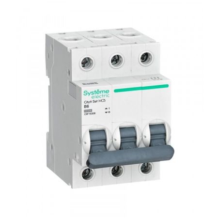 Автоматический выключатель модульный Systeme Electric City9 Set 3P 6А 6 кА 400 В (C9F16306) автоматический выключатель модульный schneider electric easy 9 3p 20а тип c 4 5 ка 400 в ez9f34320