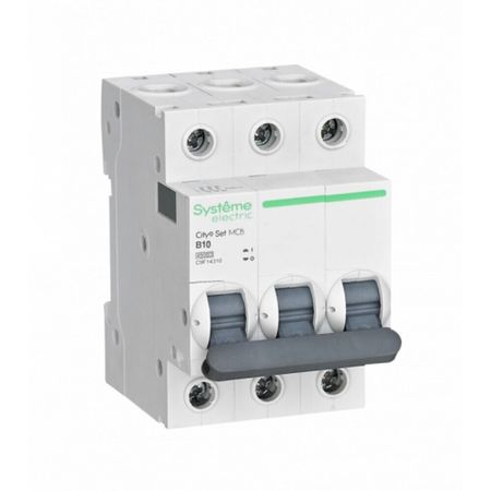 Автоматический выключатель модульный Systeme Electric City9 Set 3P 10А 4,5 кА 400 В (C9F14310) автоматический выключатель модульный schneider electric easy 9 3p 20а тип c 4 5 ка 400 в ez9f34320