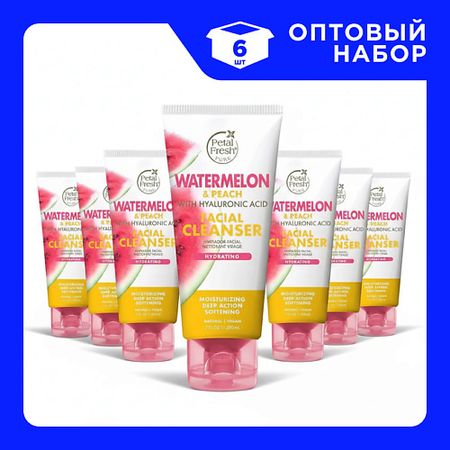 Гель для умывания PETAL FRESH Набор Гелей для умывания кожи лица увлажняющих с экстрактом арбуза и персика