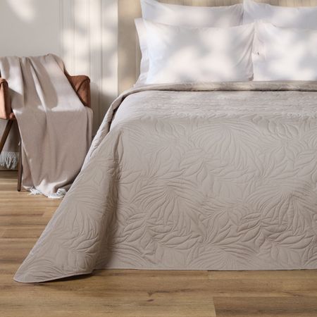 Покрывало Листочки/Fogliare, светло-серое