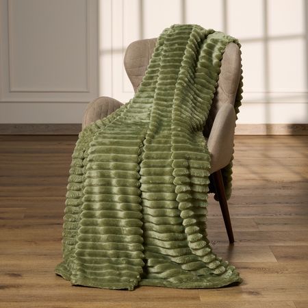 Плед Мягкая полоска/Soft strip, шалфей