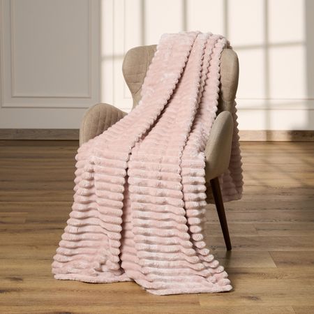 Плед Мягкая полоска/Soft strip, пудра