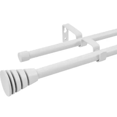 Настенный карниз раздвижной двухрядный Трапеция d16/19 мм 160-300 см металл цвет белый наконечник arttex 20мм трапеция золото антик арт 20 246 650