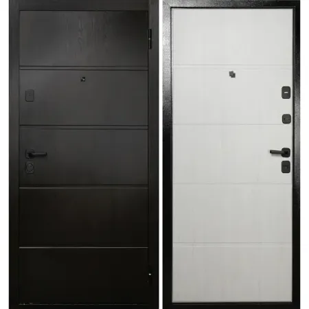 Входная дверь металлическая 86x205 см правая белый/темный орех