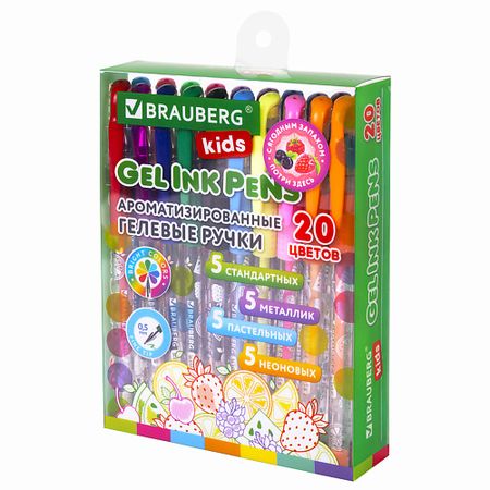 Набор ручек BRAUBERG Ручки гелевые с грипом ароматизированные, FRUITS, KIDS гелевые ручки kissbuty   из 22 штук