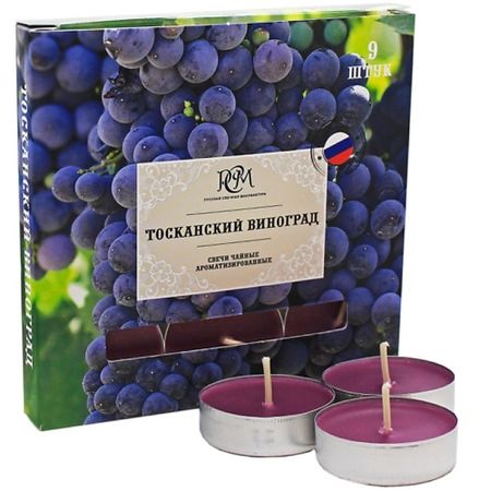 Свеча ароматическая РУССКАЯ СВЕЧНАЯ МАНУФАКТУРА Свечи чайные ТОСКАНСКИЙ ВИНОГРАД водка русская валюта россия 0 25 л