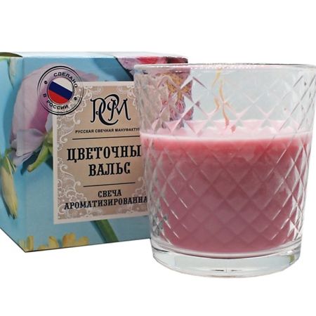Свеча ароматическая РУССКАЯ СВЕЧНАЯ МАНУФАКТУРА Свеча в стекле ЦВЕТОЧНЫЙ ВАЛЬС