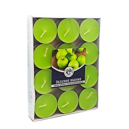 Свеча ароматическая РУССКАЯ СВЕЧНАЯ МАНУФАКТУРА Свечи чайные ЗЕЛЕНОЕ ЯБЛОКО