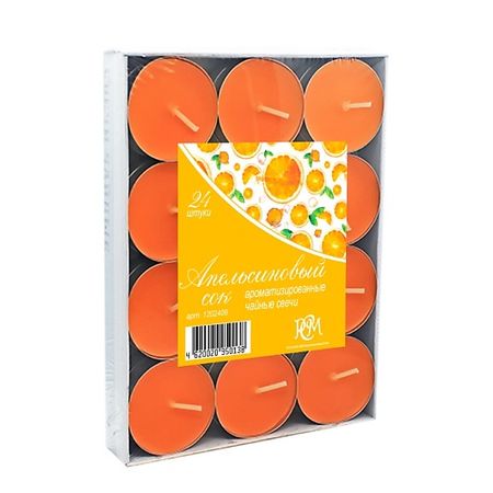 Свеча ароматическая РУССКАЯ СВЕЧНАЯ МАНУФАКТУРА Свечи чайные АПЕЛЬСИНОВЫЙ СОК 6 шт белые пластиковые usb перезаряжаемые чайные свечи с пультом
