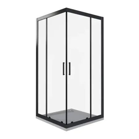 Душевая ширма Makiato квадратная 90x90x190см цвет профиля черный раздвижная стекло 5мм прозрачное силиконовые крышки для трубочек stanley в форме собаки