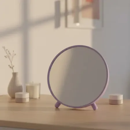 Декоративное зеркало овал 15.5x17.7 см пластик цвет фиолетовый