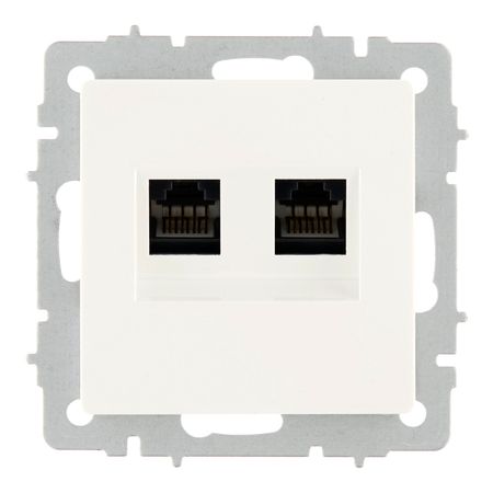 Розетка компьютерная IEK Brite РК10-2-БрБ встраиваемая белая 2хRJ45 (BR-K20-1-K01)
