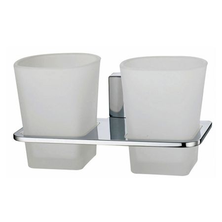 Стакан для ванной WasserKraft Leine с держателем двойной стекло матовый/металл хром (K-5028D) стакан для ванной wasserkraft rhein с держателем двойной стекло матовый металл k 6228d