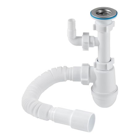 Сифон для раковины АНИ пласт 1 1/4х40 мм с выпуском 40/50 мм с соединением 40/50 мм с отводом белый (C1315) колено awenta d125мм пласт белый