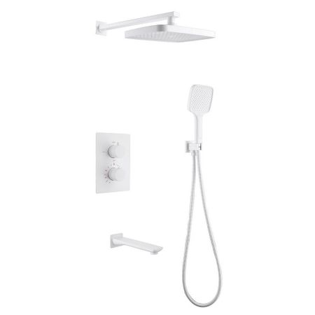 Душевая система Abber Weiss Insel встраиваемая с верхним душем с лейкой с изливом белая (AF8050W)