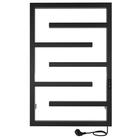 Полотенцесушитель электрический Indigo Delos 800х530 мм 120 Вт с терморегулятором черный муар полотенцесушитель электрический indigo oktava slim 5 800х530 мм 90 вт с терморегулятором серый