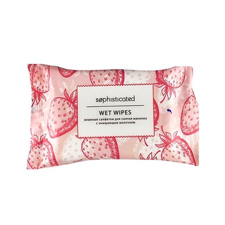 Салфетки для снятия макияжа ЛЭТУАЛЬ SOPHISTICATED Влажные салфетки для снятия макияжа с очищающим молочком (клубника со сливками) каша овсяная увелка клубника со сливками 5х40 г
