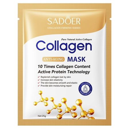 Маска для лица SADOER Тканевая маска для лица антивозрастная с коллагеном маска тканевая кислородная антивозрастная дикая черника bubblemania funny organix фанни органикс 25г