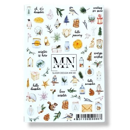 Слайдеры MIW NAILS Слайдер дизайн для ногтей зимняя водка зимняя деревенька россия 1 л