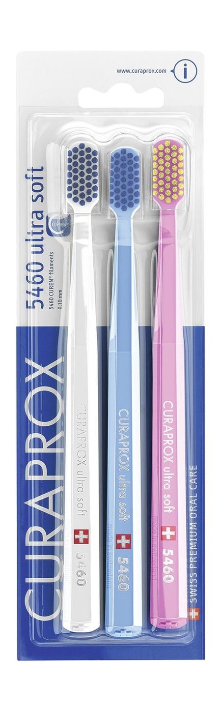 Curaprox Toothbrush 5460 Ultra Soft Set: White, Blue, Pink