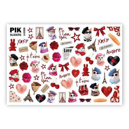 Слайдеры PIK Слайдеры для ногтей P-098 Котики