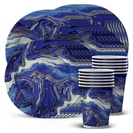 Набор одноразовой посуды ND PLAY Набор посуды для праздника Смола синяя одноразовая посуда для детского праздника