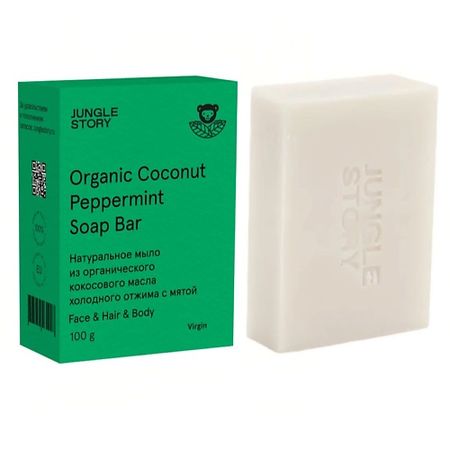 Мыло твердое JUNGLE STORY Мыло из органического кокосового масла холодного отжима с ментолом
