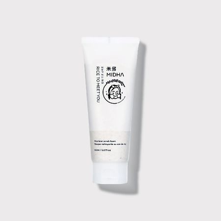 Пенка для снятия макияжа MIDHA Пенка-скраб для умывания с измельченной рисовой шелухой