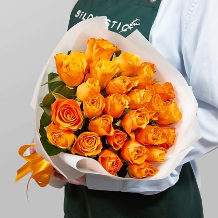 Букет живых цветов STUDIO FLORISTIC Букет Роз Кения 25 шт «Медовый вечер» крем мед медовый дом с имбирем и лимоном 320 г