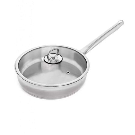 Сковорода из нержавеющей стали Катюша пром София со стеклянной крышкой 20 см кастрюля катюша пром алюминиевая мираж 22 см 3 2 л