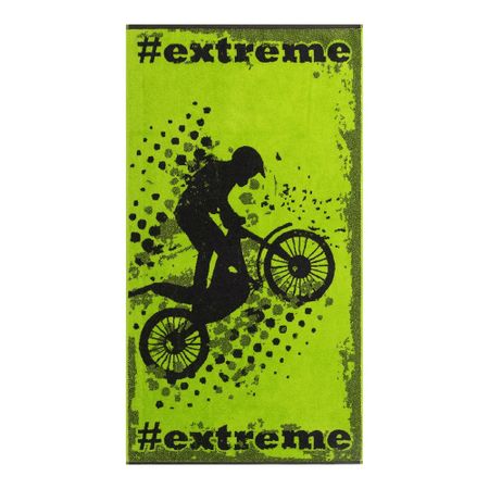 Детское полотенце Cleanelly Basic Extreme зеленое с черным 70х130 см детское полотенце с котом justfull из флиса