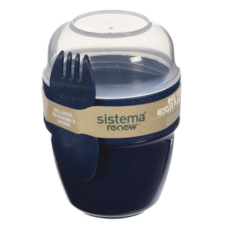 Контейнер Sistema Renew двухуровневый 515 мл одноразовые крышки для фруктов прозрачные пластиковые 100 шт
