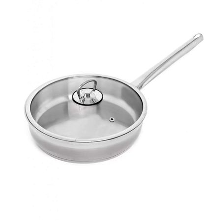 Сковорода из нержавеющей стали Катюша пром София со стеклянной крышкой 26 см кастрюля катюша пром алюминиевая мираж 22 см 3 2 л