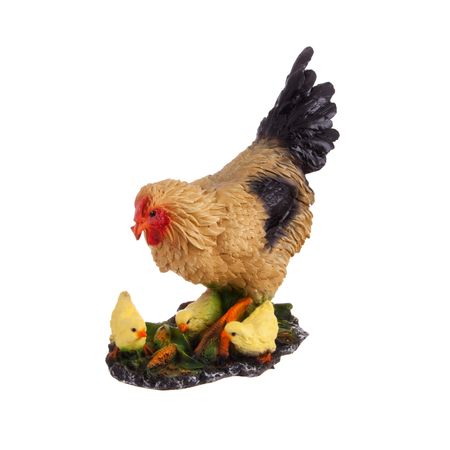 Фигура садовая Курица с цыплятами с зерном (F546) садовая статуя курица белая