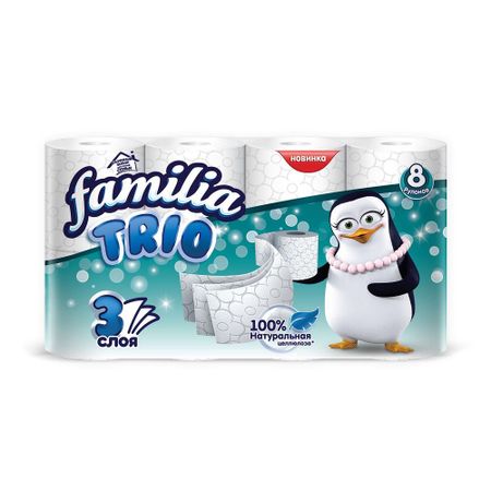Туалетная бумага Familia белая 3-слойная 8 рулонов бумага для этикеток 3m 7847 белая