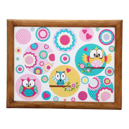 Поднос Genlex Совы с деревянной рамкой на подушке, размер  400х300 мм