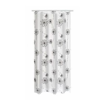 Штора для ванных комнат Moonflower белый/черный 180Х200 Ridder