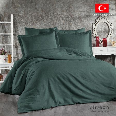 Комплект постельного белья Eliveon Полуторный хлопок оливковый комплект полотенец кухонных ваф ферма винтаж 35х60см 2шт оливковый арт нк 46в20 ферма