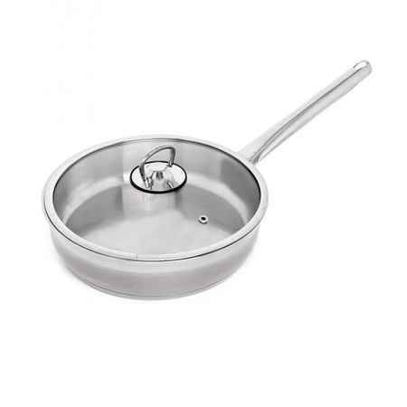 Сковорода из нержавеющей стали Катюша пром София со стеклянной крышкой 24 см кастрюля катюша пром алюминиевая мираж 22 см 3 2 л