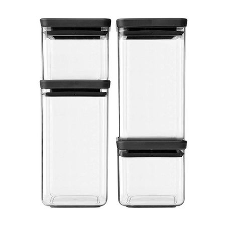 Набор контейнеров Brabantia 4 предмета Черный 0,7 л; 1,6 л прозрачные крышки для контейнеров 10 шт