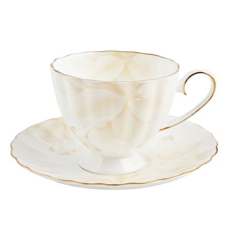 Набор чайный чашки с блюдцами Hatori Магнолия крем 220 мл 12 шт 2 шт лот китайские фарфоровые чайные чашки ручная роспись горная река бамбуковый принт с рыбой 75 мл красивые традиционные