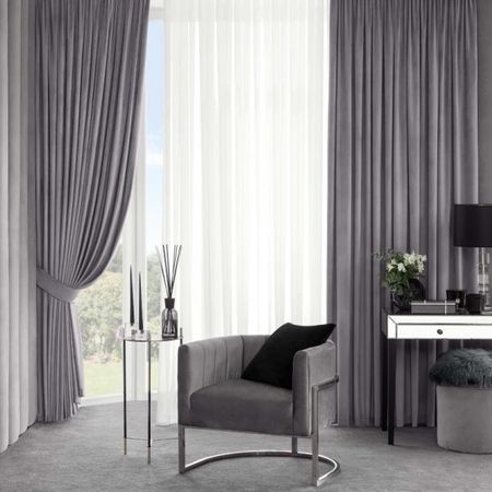 Комплект штор с подхватами Togas Алессио серые 260х300 см