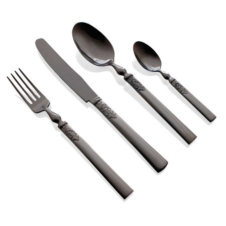 Набор столовых приборов HERDMAR 1911 Black 6 персон 24 предмета копия посеребренной монеты канады 1911 года