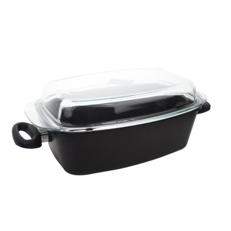 Утятница с крышкой AMT Gastroguss из литого алюминия, не подходит для индукции, крышка из стекла, 5,5 л, 33х21 см