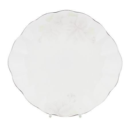 Блюдо для торта Hatori Магнолия грэй 29 см платиновая лента