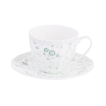 Чашка чайная 330мл с блюдцем дэйзи грин Hatori Н 1133000/12898