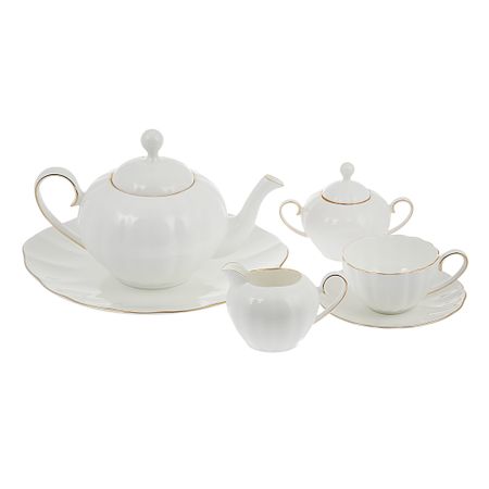 Сервиз чайный Hatori Магнолия белая и золотая лента 18 предметов 6 персон чашек кофейных hatori грин 150 мл 6 персон 12 предметов