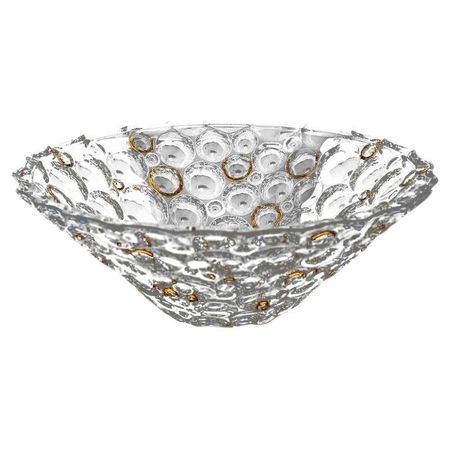 Салатник Bohemia Jihlava Lisboa золотые/черные кольца хрусталь 30 см