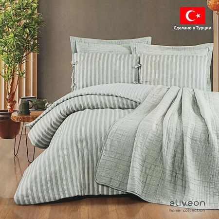 Комплект постельного белья Eliveon Евро хлопок/полиэстер зеленый наволочка merry christmas полиэстер хлопок