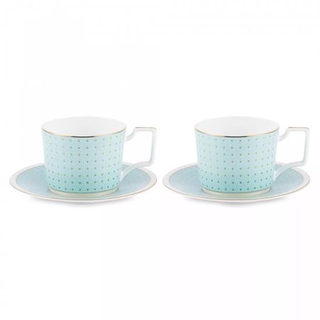 Набор чашек чайных с блюдцами Decor de table Бирюза 280 мл, 2 шт, фарфор костяной